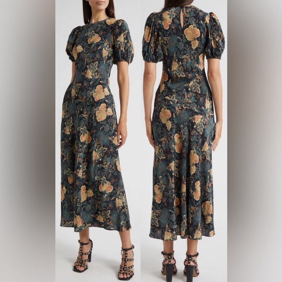 ulla johnson nuit ines puff sleeve midi dress Nuit Ines Puff Sleeve Midi Dress